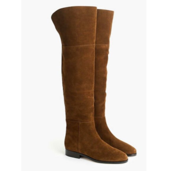 NWT Womens Size 6 J. Crew Walnut Brown Over-the-Knee Classic Suede Riding Boots - Picture 1 of 5